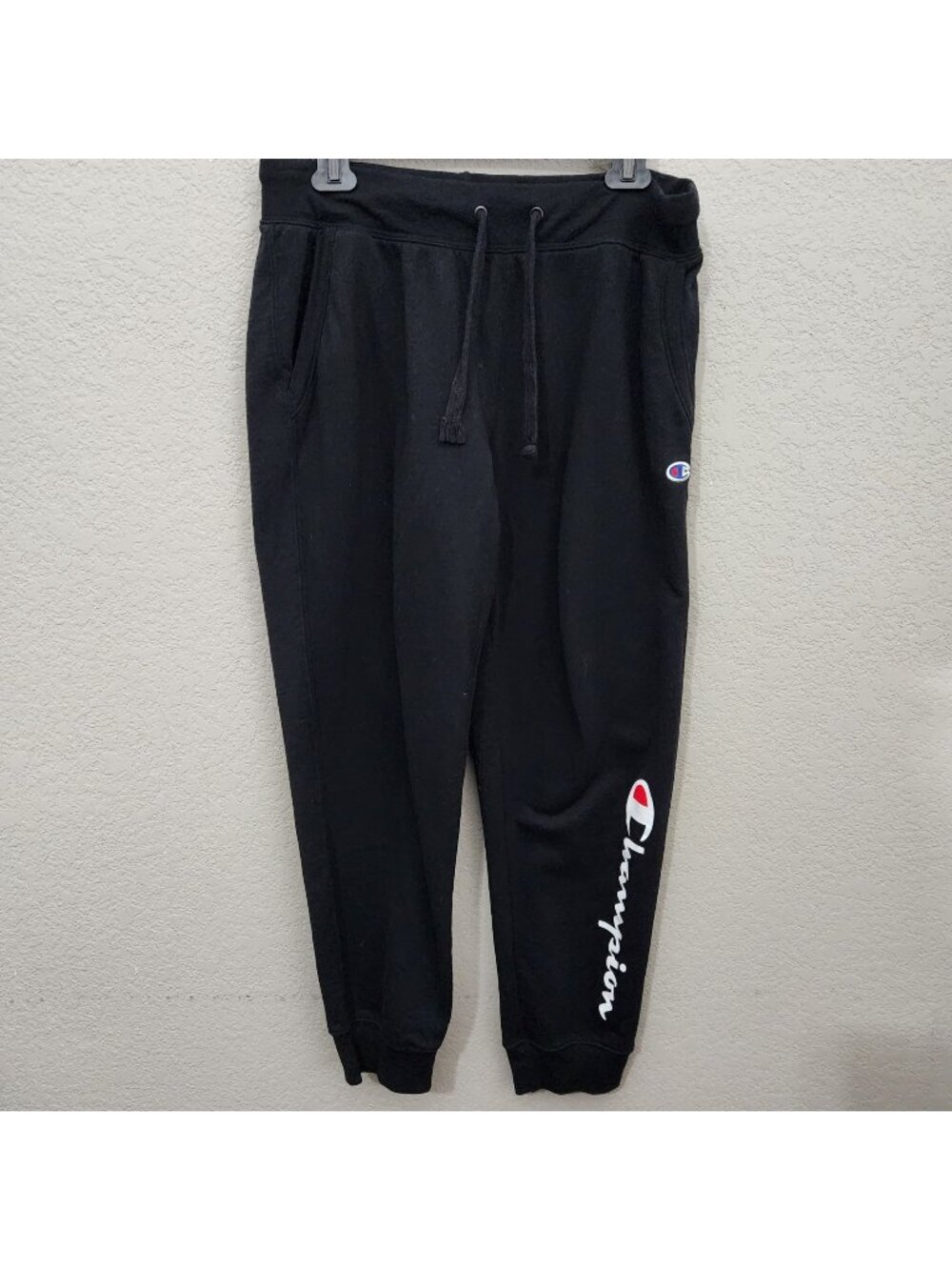 Champion Mens Black Joggers Sweatpants Athletic Wear Drawstring Size L